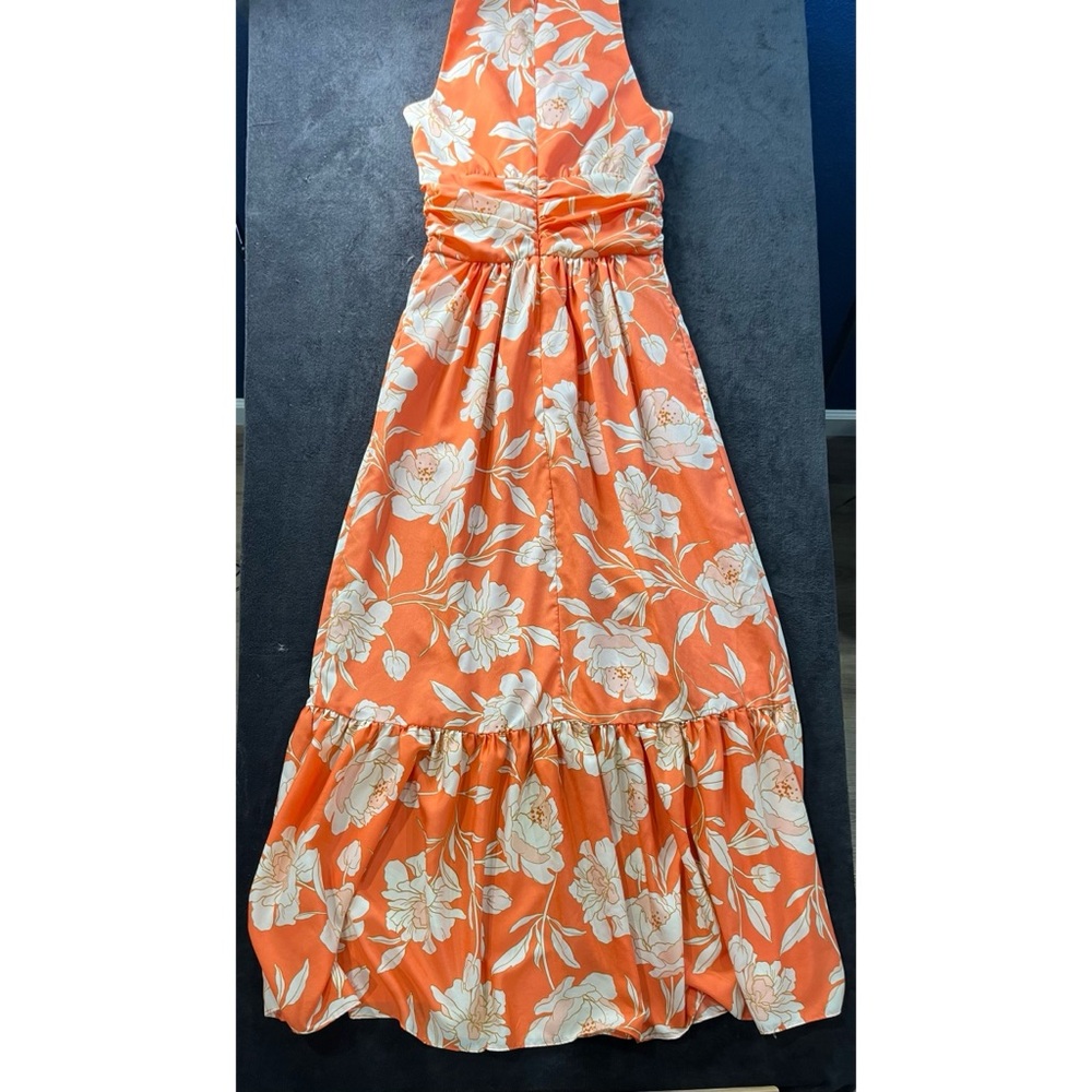 Vince Camuto Orange Floral Chiffon A-Line Dress Sleeveless Size 4